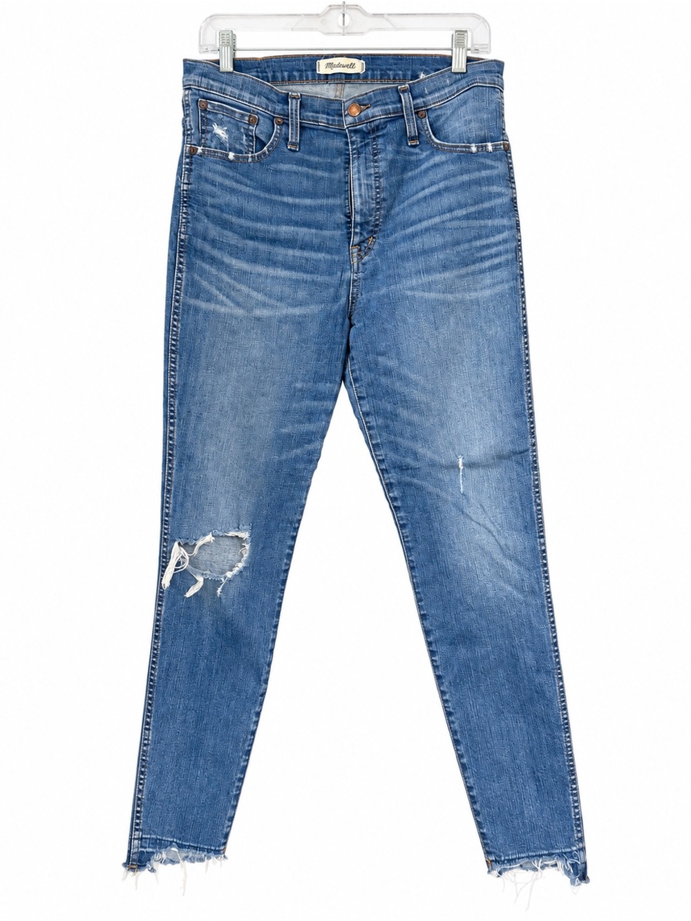 Madewell High Rise Skinny Distressed Jeans Size 30 Raw Hem